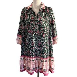 Umgee Green and Pink Floral Dress